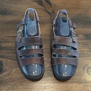 Vintage Quoddy USA Leather Fisherman Sandals Handmade Outdoor Strappy Buckle 7